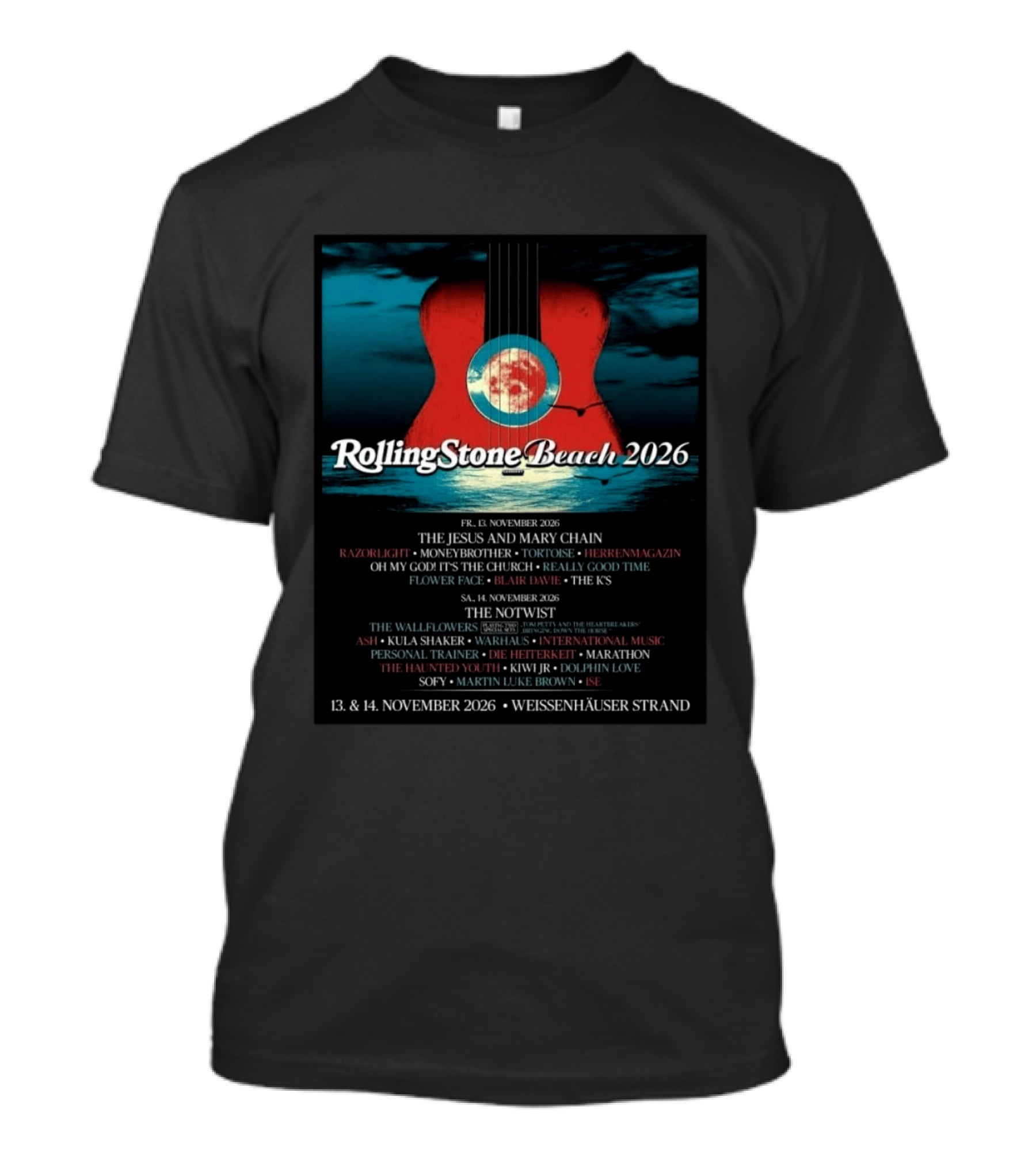 Rolling Stone Beach 2026 The Jesus And Mary Chain Weissenhäuser Strand November 13 14 Festival Lineup T-Shirt