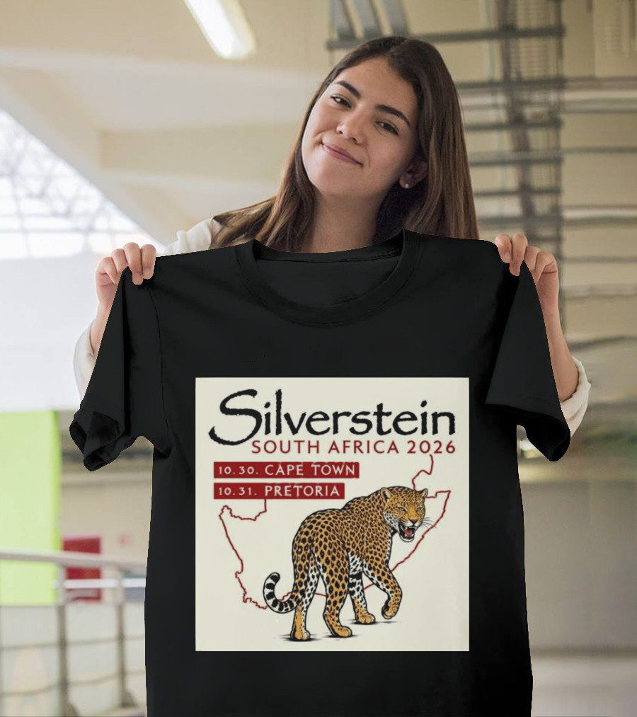 Silverstein South Africa 2026 Cape Town Pretoria Leopard Map Concert Dates T-Shirt