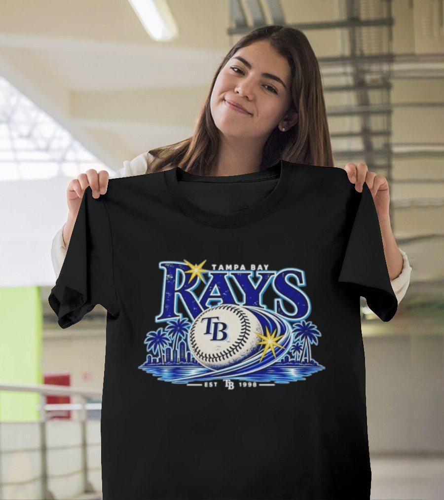 Tampa Bay Rays TB Baseball Est 1998 Vintage MLB City Skyline Palms T-Shirt