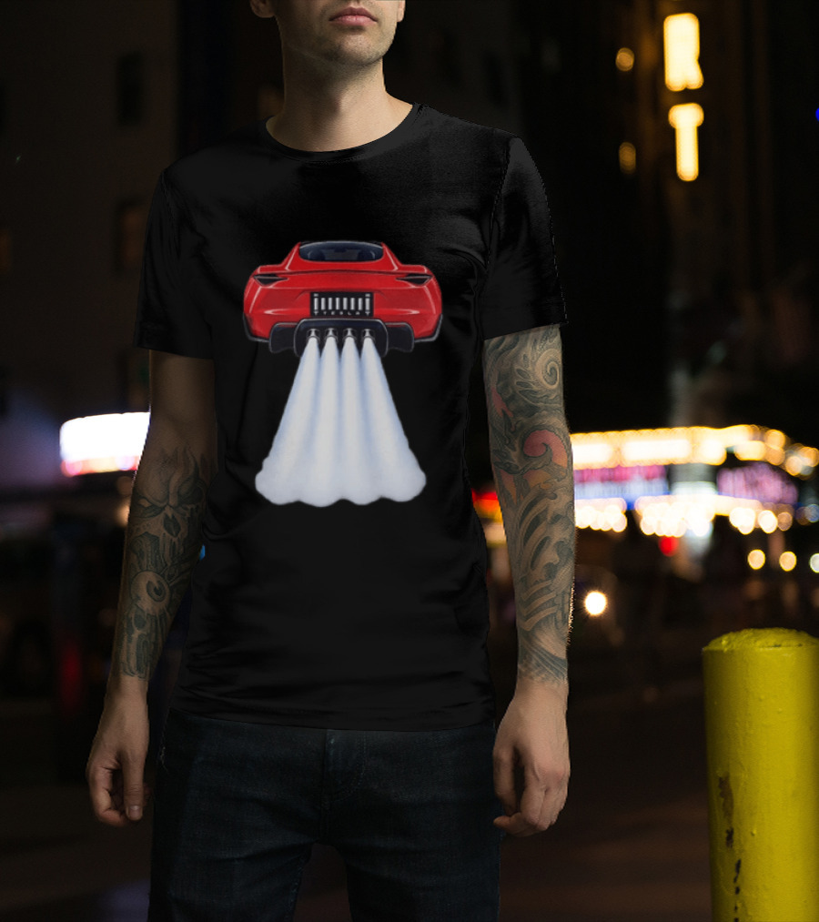 Tesla Roadster SpaceX Flying Car Rocket Thrusters Jet Blast T-Shirt
