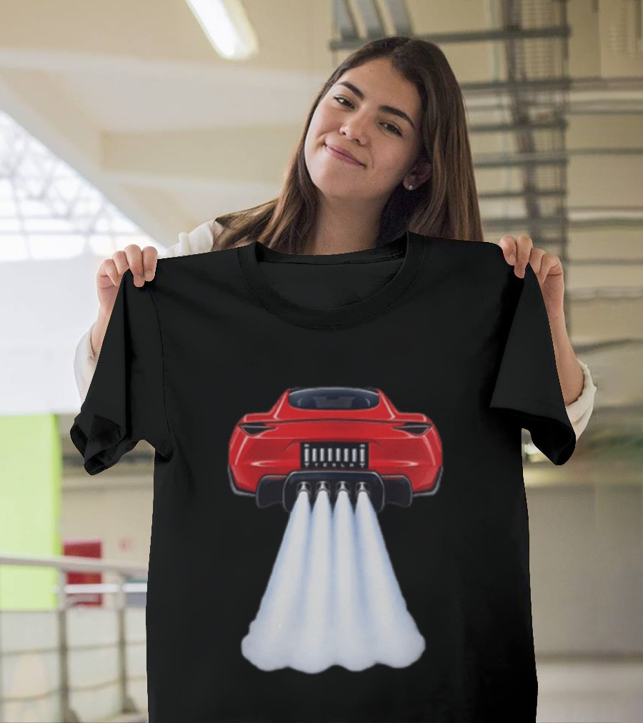 Tesla Roadster SpaceX Flying Car Rocket Thrusters Jet Blast T-Shirt