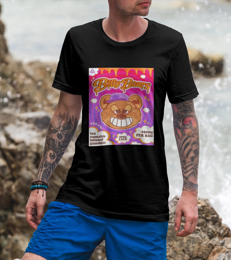 Billy Bears Vegan Ten Cannabis Infused Gummies 25mg Each 250mg Per Bag T-Shirt