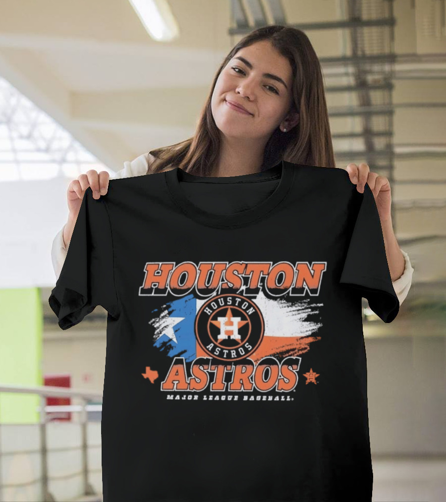 Houston Astros Distressed Major League Baseball Texas Flag T-Shirt