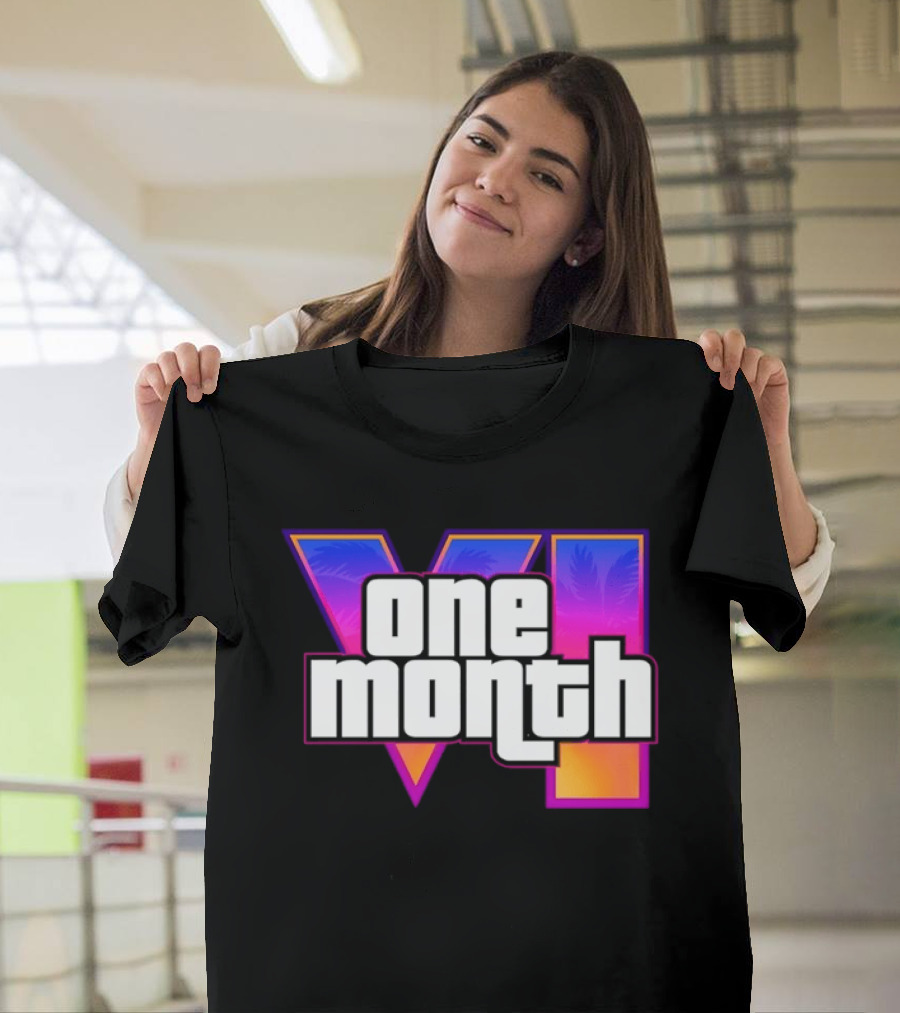 One Month VI Gaming Grand Theft Auto 6 Palms Retro Gradient T-Shirt