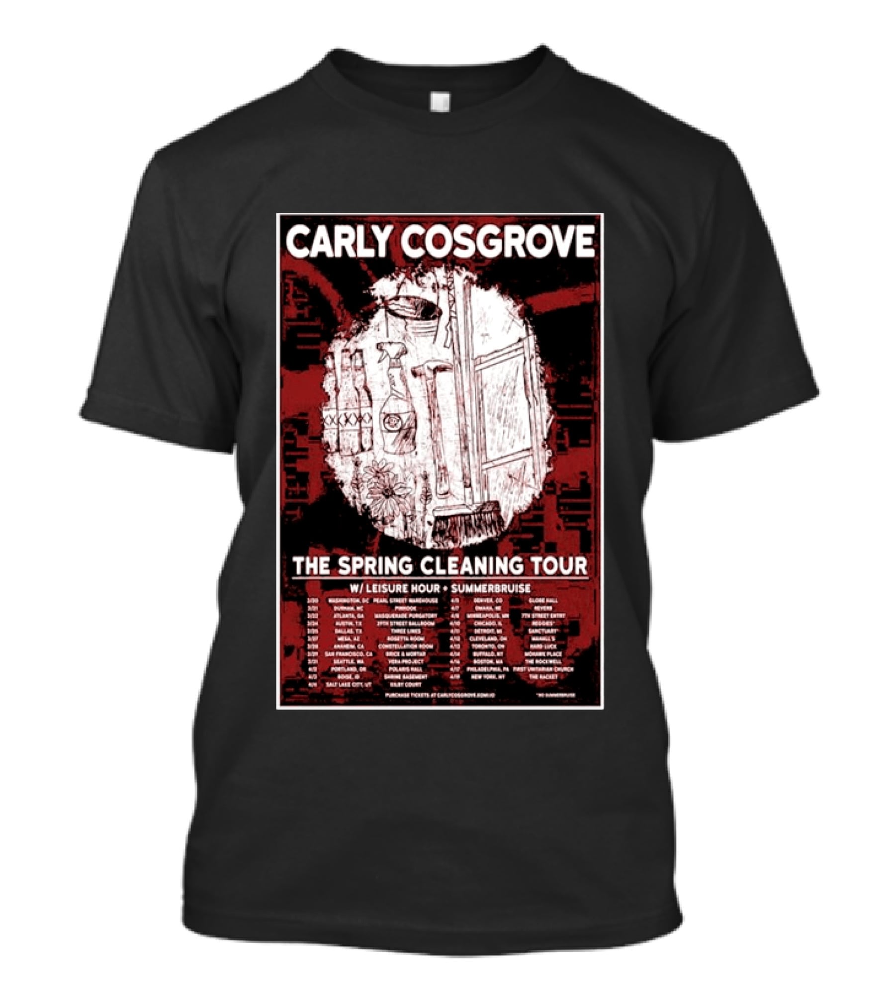 Carly Cosgrove The Spring Cleaning Tour W/ Leisure Hour Summerbruise Purchase Tickets T-Shirt