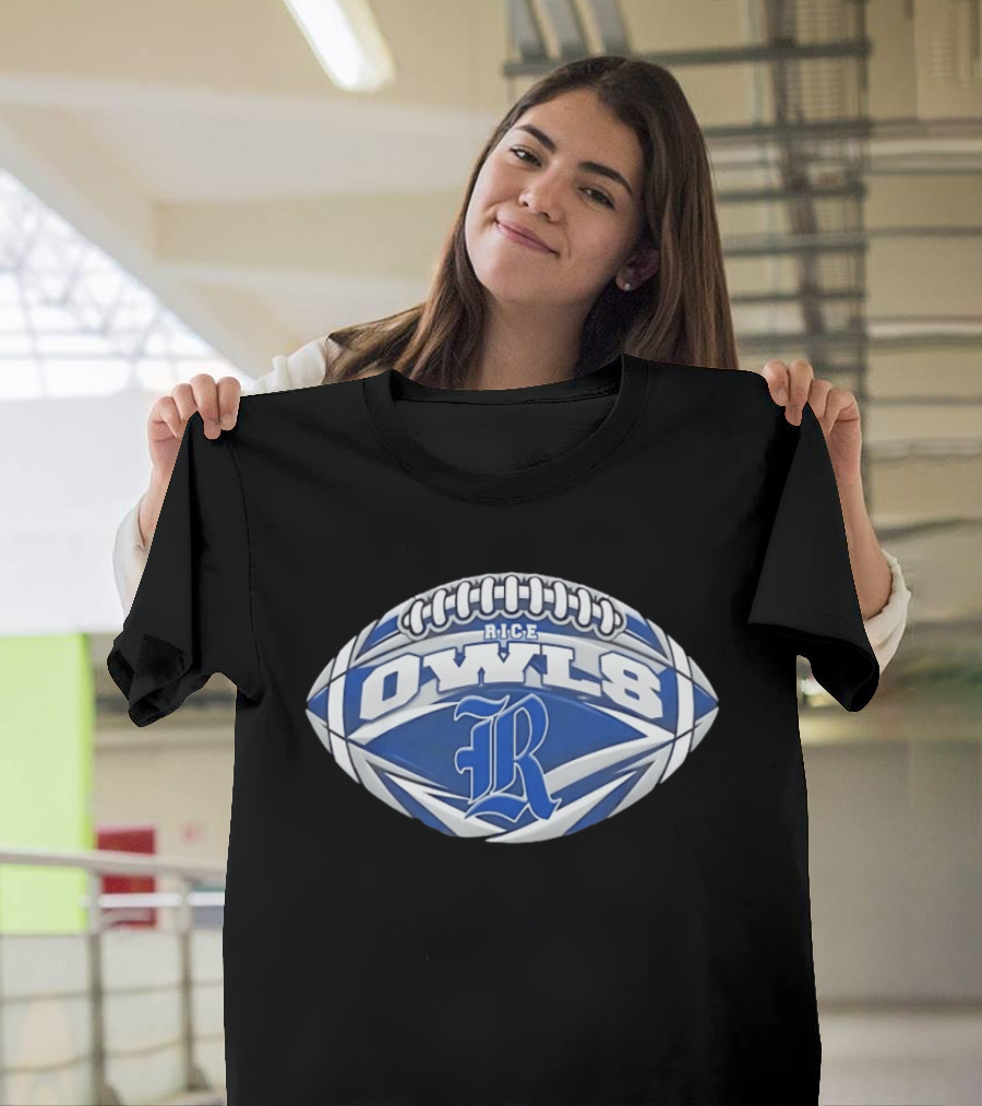 Rice Owls Football NCAA Oval Shape R Logo Football T-Shirt