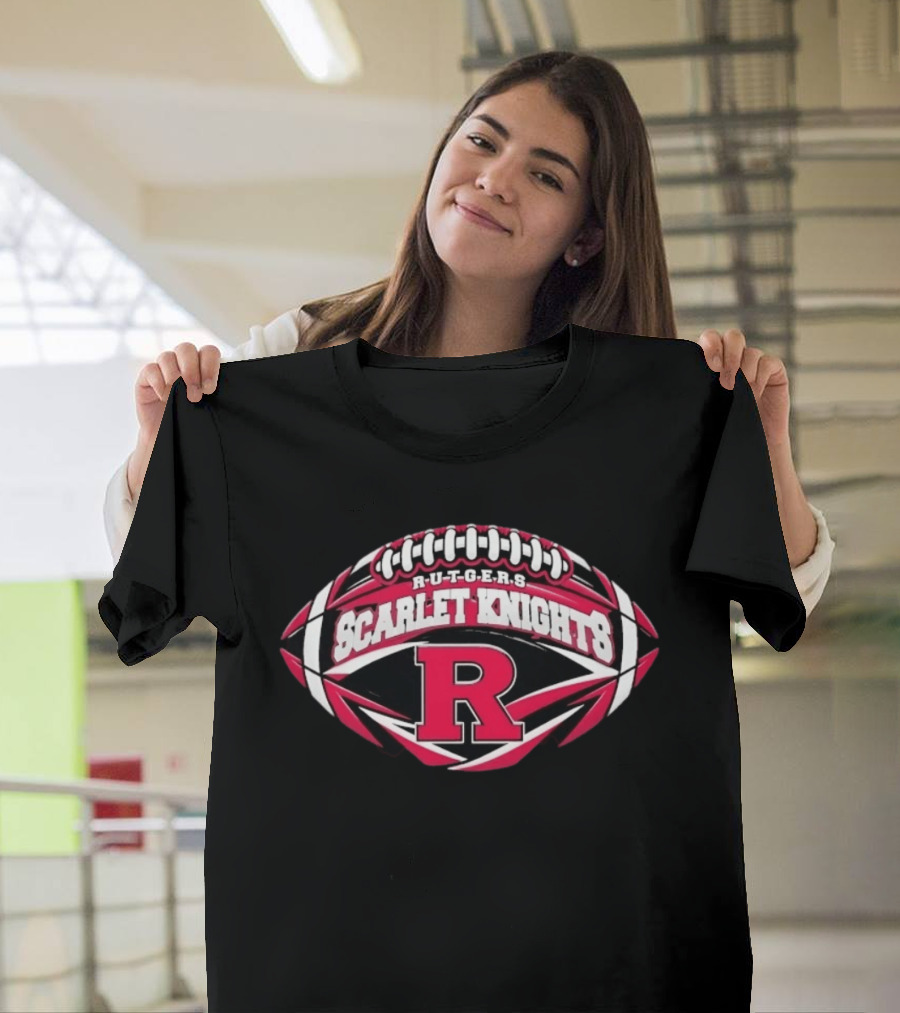 Rutgers Scarlet Knights Football NCAA Oval Shape R T-Shirt