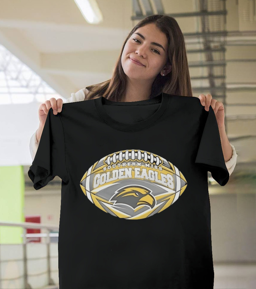 Southern Miss Golden Eagles Football NCAA Oval Shape Eagle Head T-Shirt