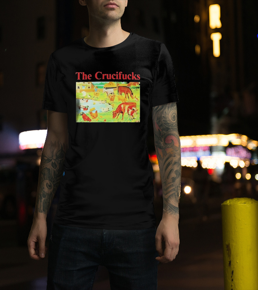 The Crucifucks Farm Animals Punk Rock Band Pastoral Scene T-Shirt