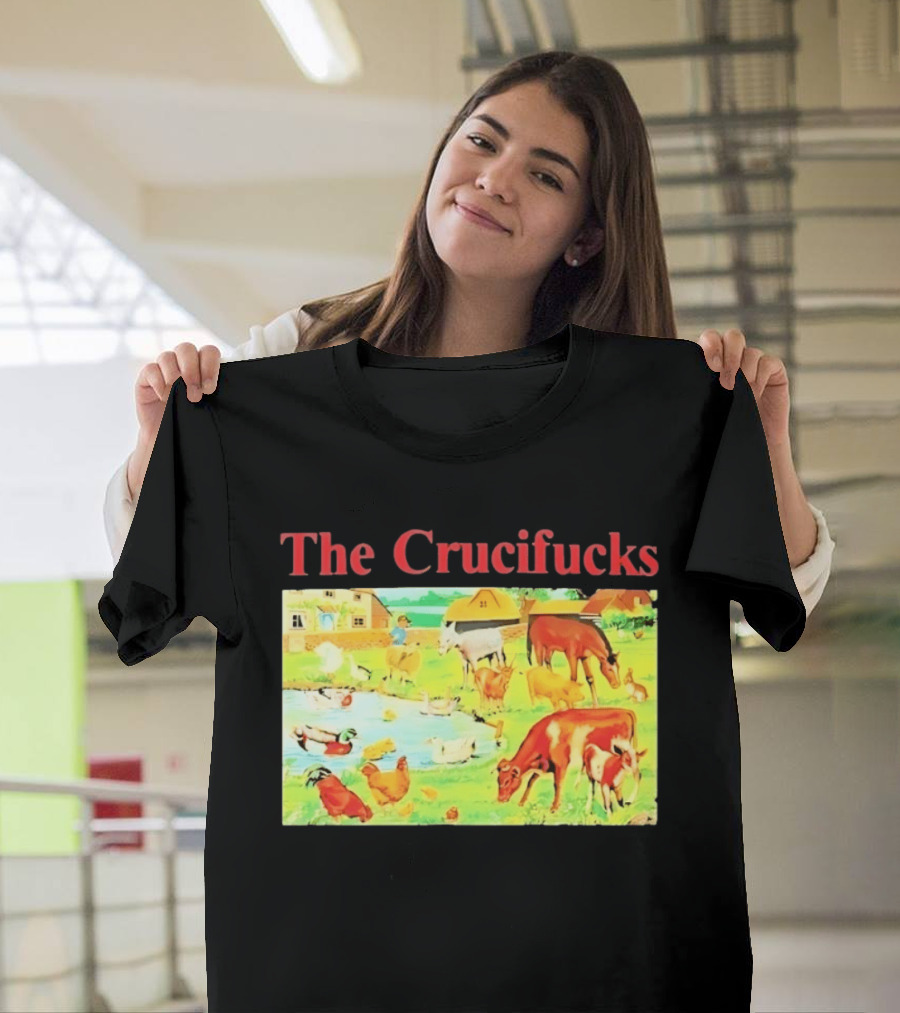 The Crucifucks Farm Animals Punk Rock Band Pastoral Scene T-Shirt