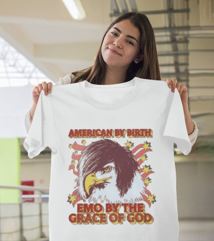 American By Birth Emo By The Grace Of God Eagle Stars And Stripes T-Shirt