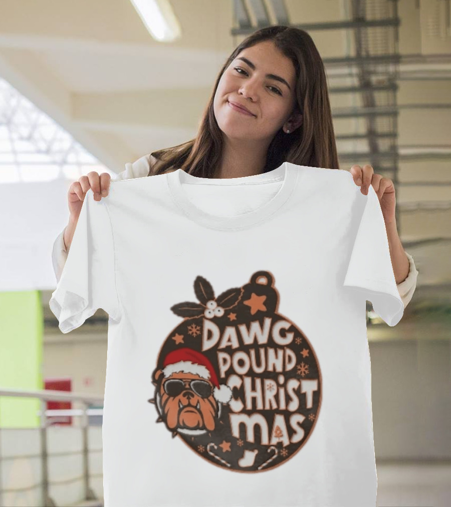Cleveland Browns Dawg Pound Christmas Santa Bulldog Holiday Sweater T-Shirt