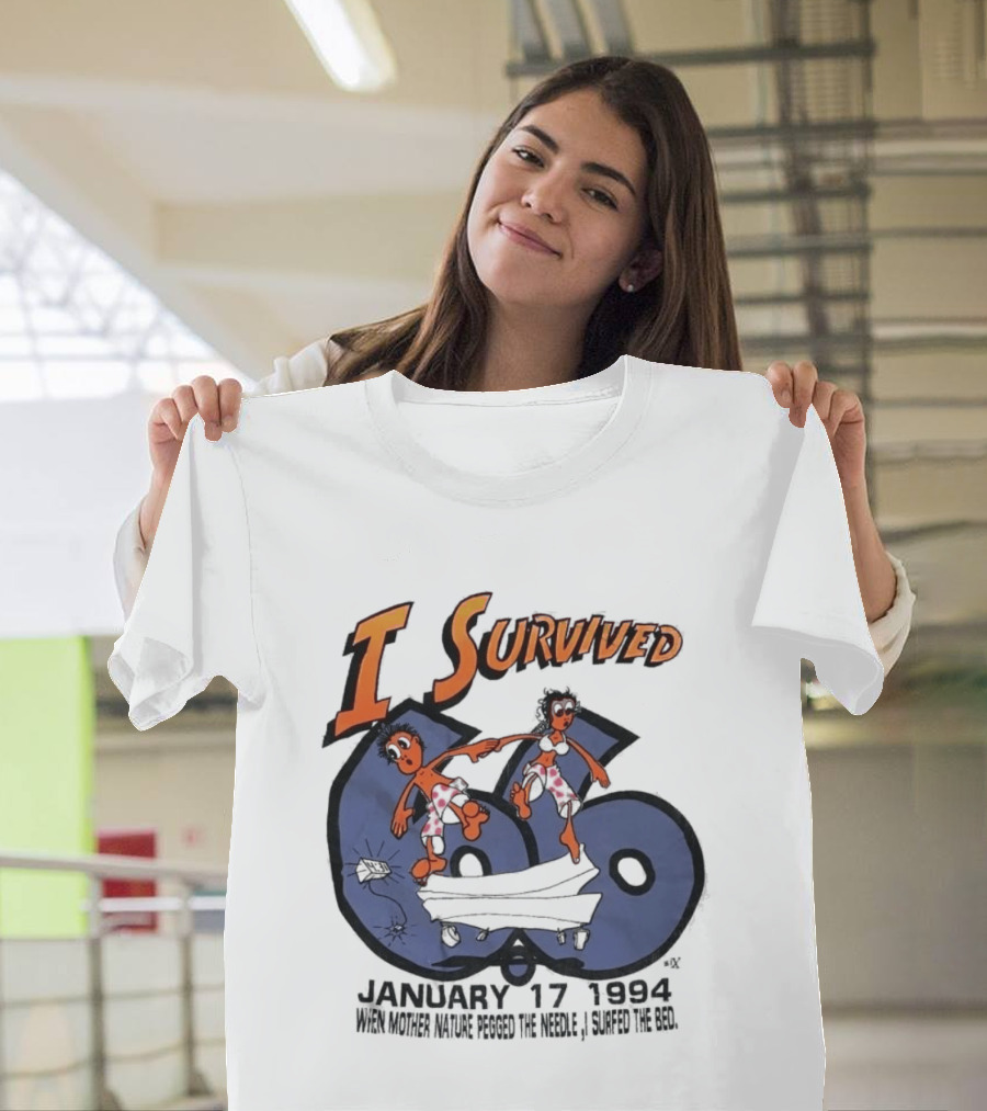 I Survived January 17 1994 Northridge Los Angeles Earthquake Duo On 66 Route T-Shirt