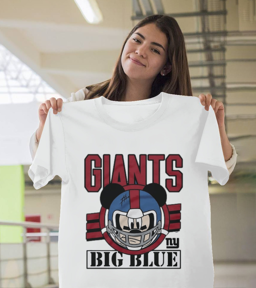 New York Giants Mickey Mouse Big Blue NFL Collaboration T-Shirt