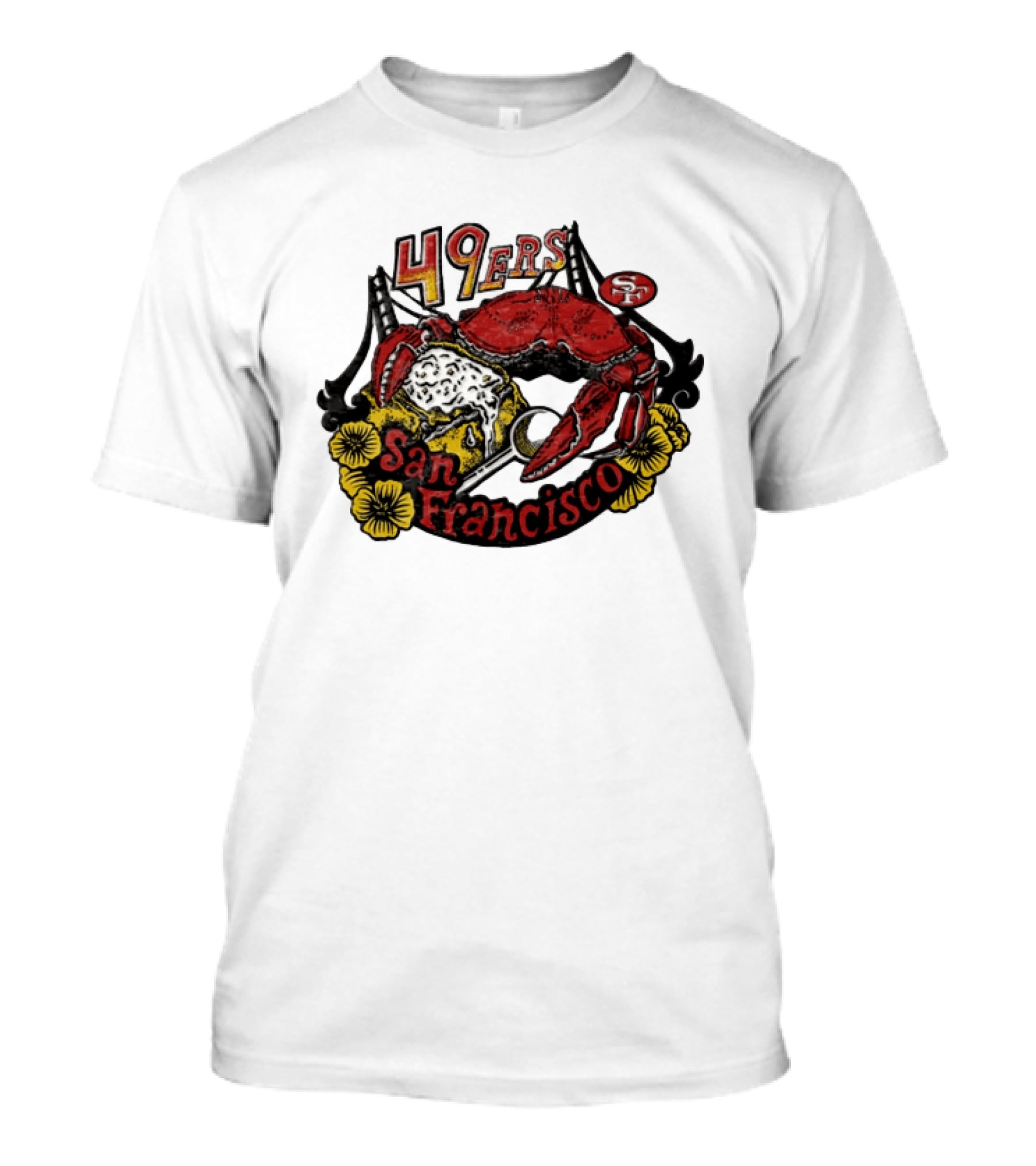 San Francisco 49ers Crab Sourdough Bread Golden Gate T-Shirt