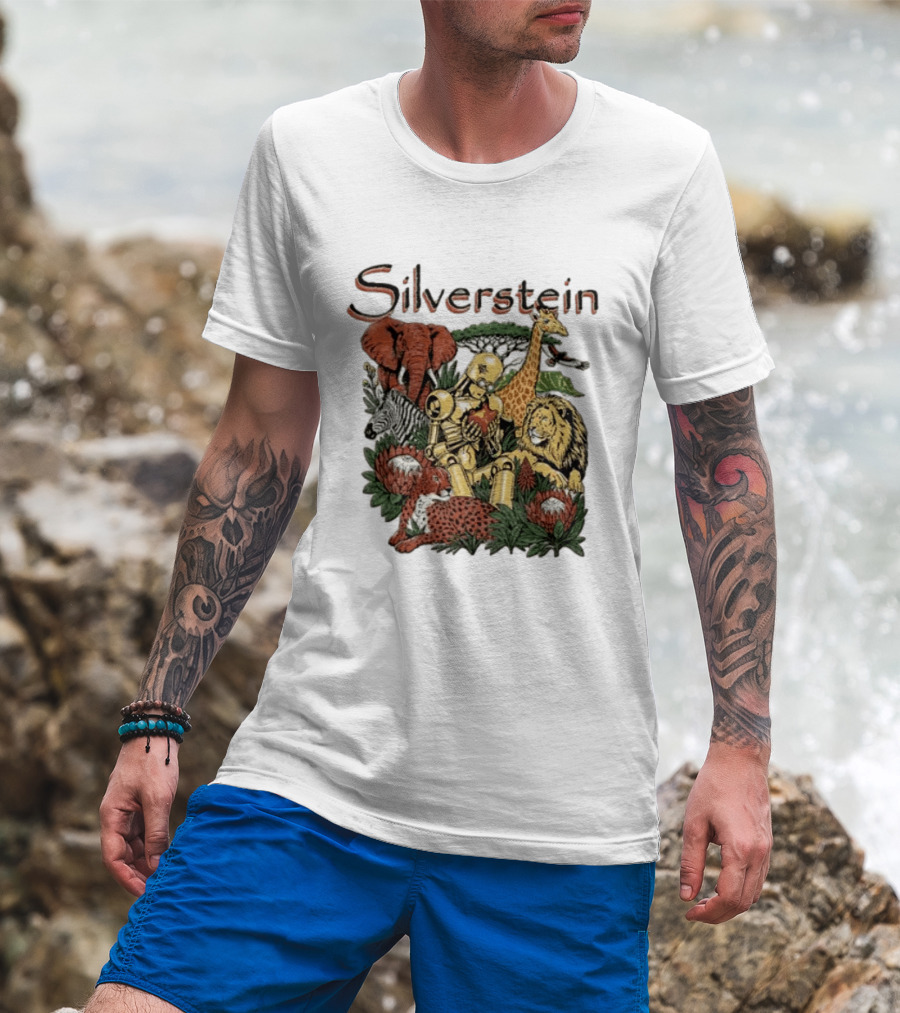 Silverstein Safari Robot With Elephant Giraffe Lion Leopard Post Hardcore T-Shirt