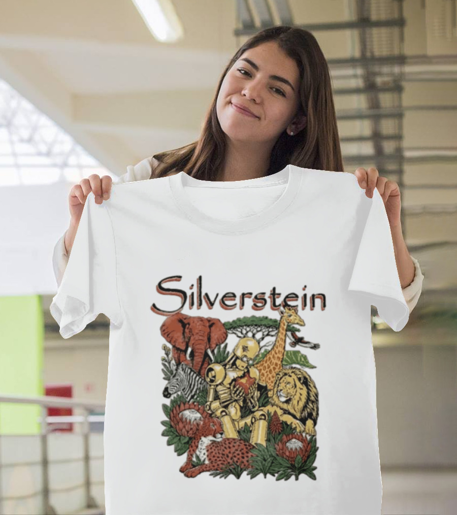 Silverstein Safari Robot With Elephant Giraffe Lion Leopard Post Hardcore T-Shirt