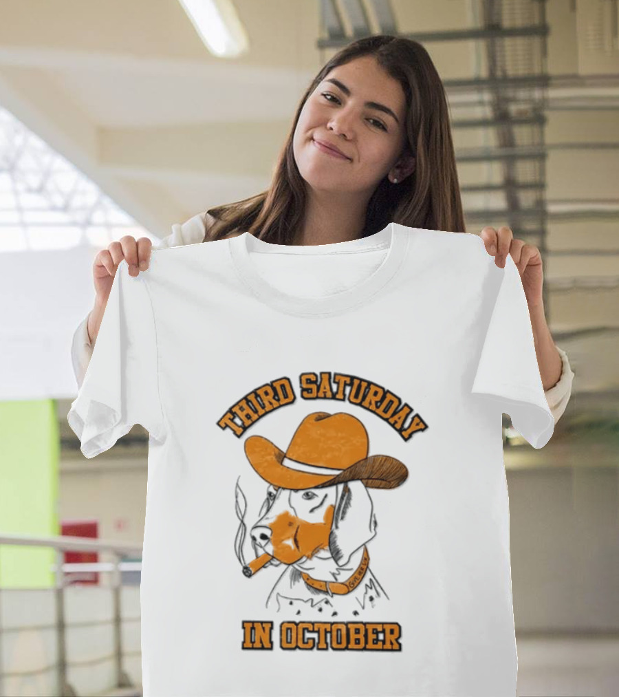 Third Saturday In October Tennessee Volunteers Dog With Cowboy Hat T-Shirt