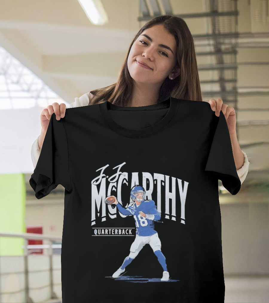 JJ McCarthy Quarterback Number 18 Minnesota Vikings T-Shirt