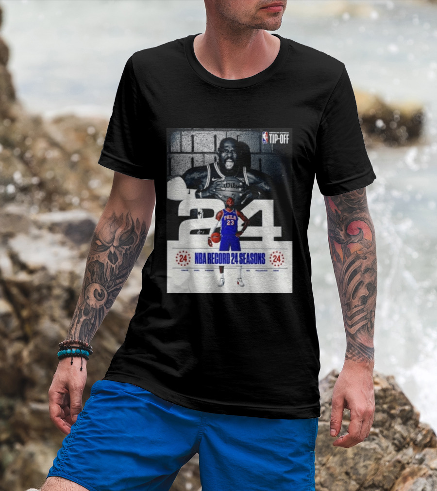 NBA Tip Off LeBron James Philadelphia 76ers Record 24 Seasons T-Shirt