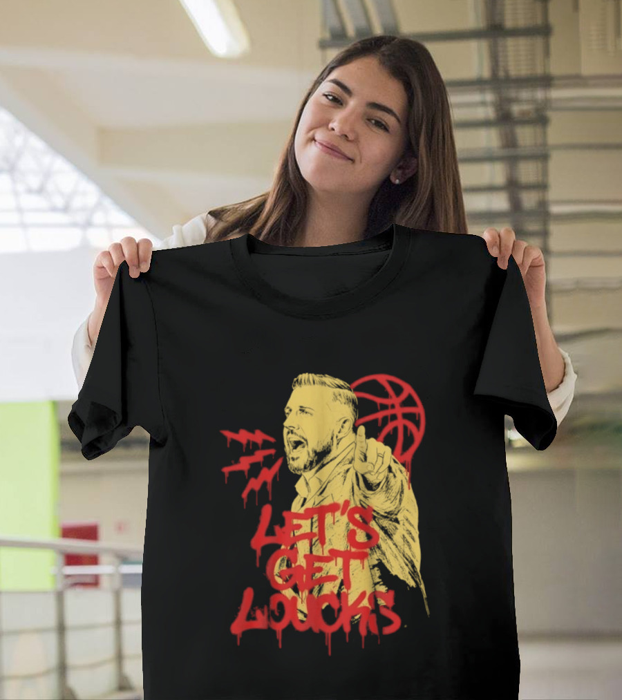 Let's Get Loucks Basketball Coach Sports Red Dripping T-Shirt