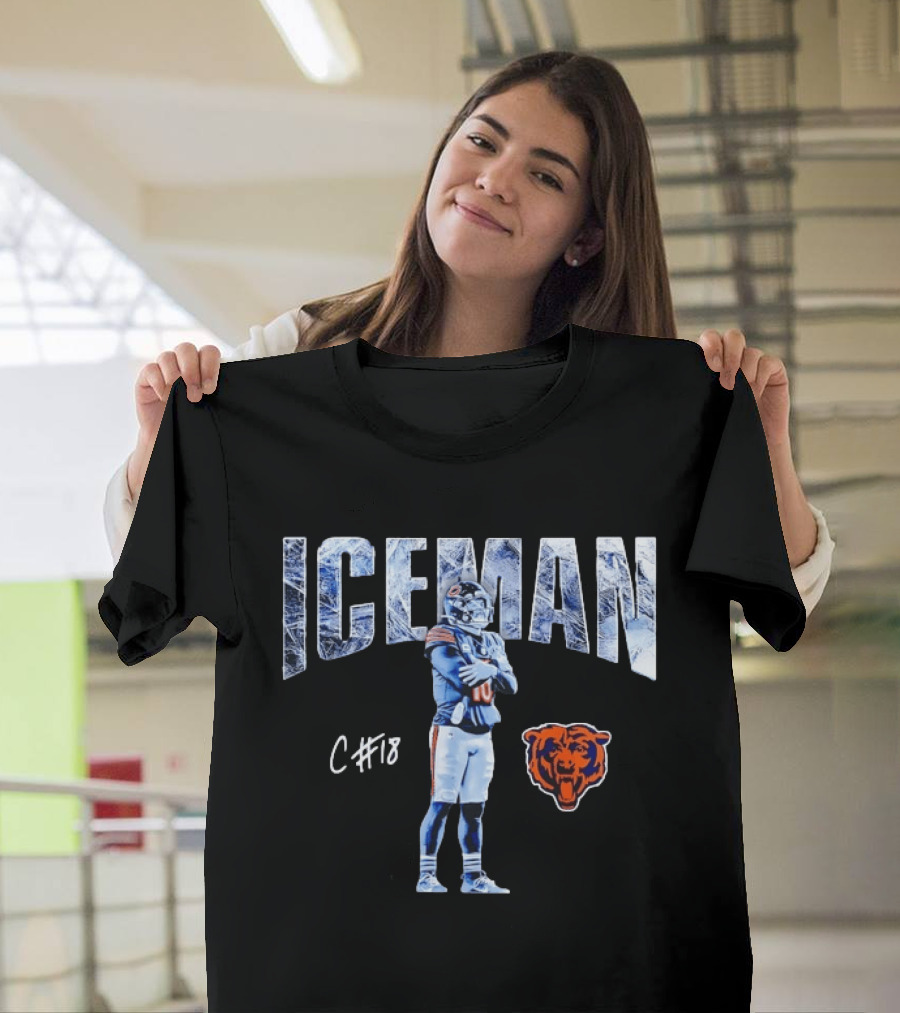 Caleb Williams Chicago Bears Iceman C Number 18 Bear T-Shirt