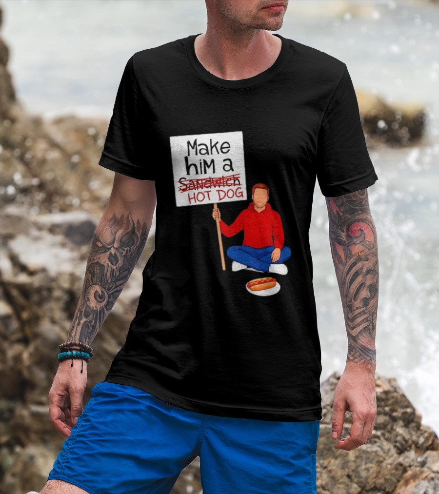 Candace Owens Make Him A Hot Dog Sign Sitting Man With Hot Dog T-Shirt