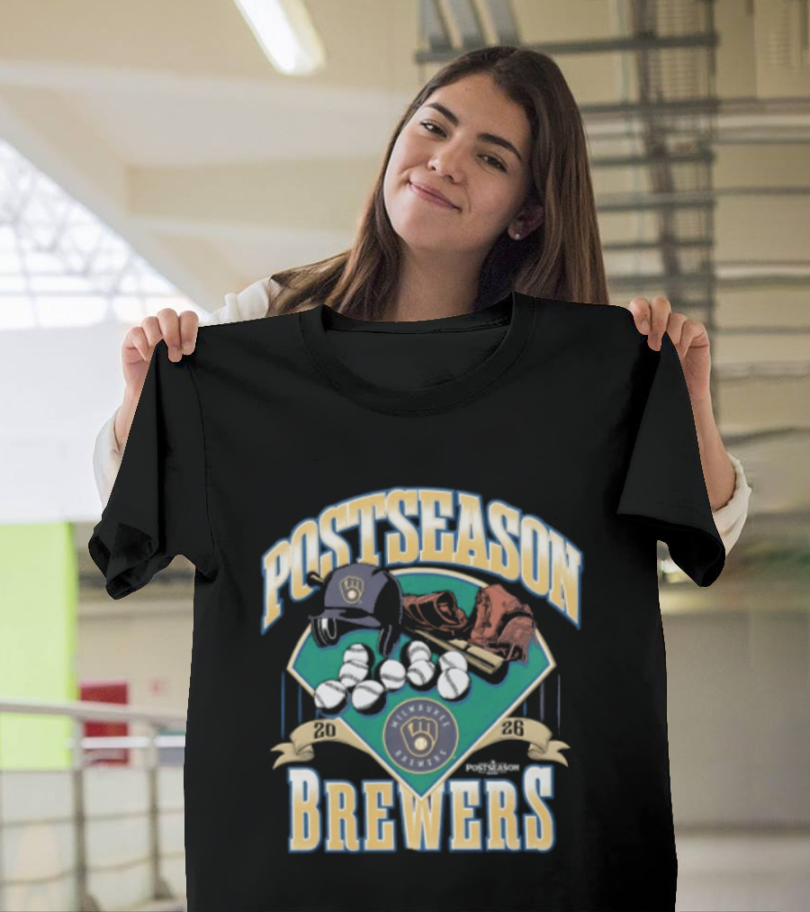 Milwaukee Brewers Postseason 2026 Baseball Helmet Bat Balls T-Shirt