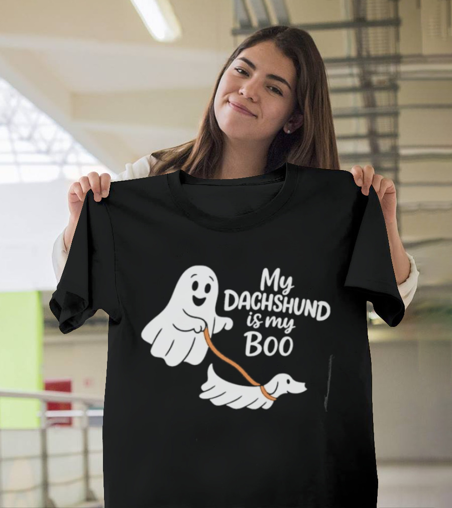 Playful Halloween Ghost Dog My Dachshund Is My Boo T-Shirt