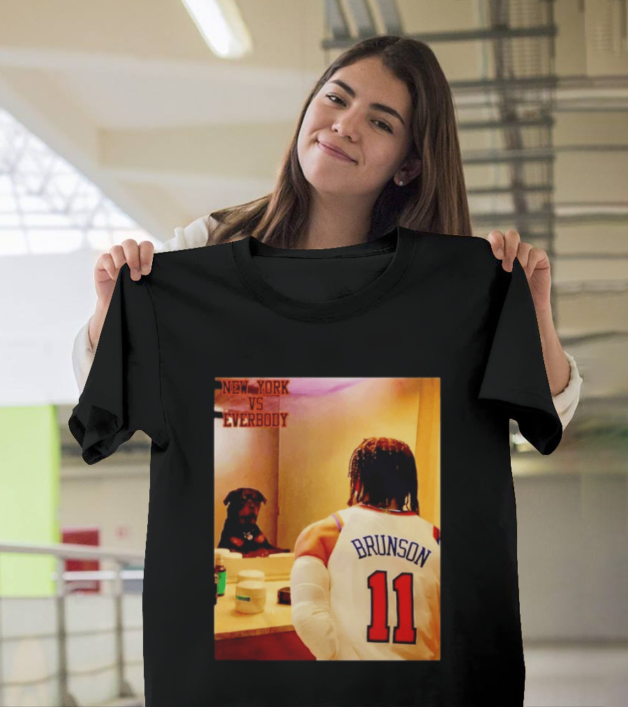 Jalen Brunson 11 New York Knicks Vs Everybody Basketball Mirror Moment T-Shirt