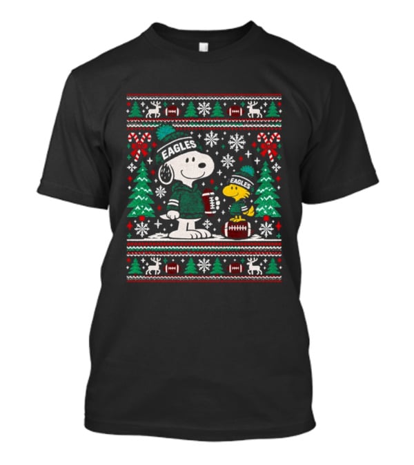 Snoopy Woodstock Philadelphia Eagles Holiday Football Christmas Sweater T-Shirt