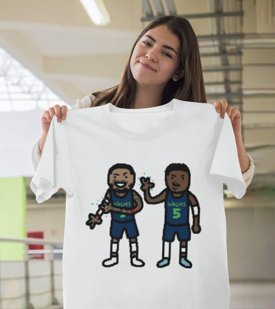 Anthony Edwards Jaden McDaniels Timberwolves 5 Pixel Players T-Shirt