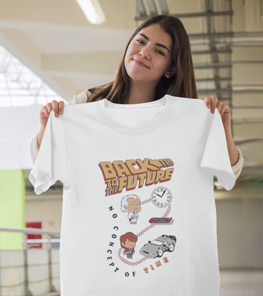 Back To The Future Marty McFly Doc Brown No Concept Of Time DeLorean T-Shirt