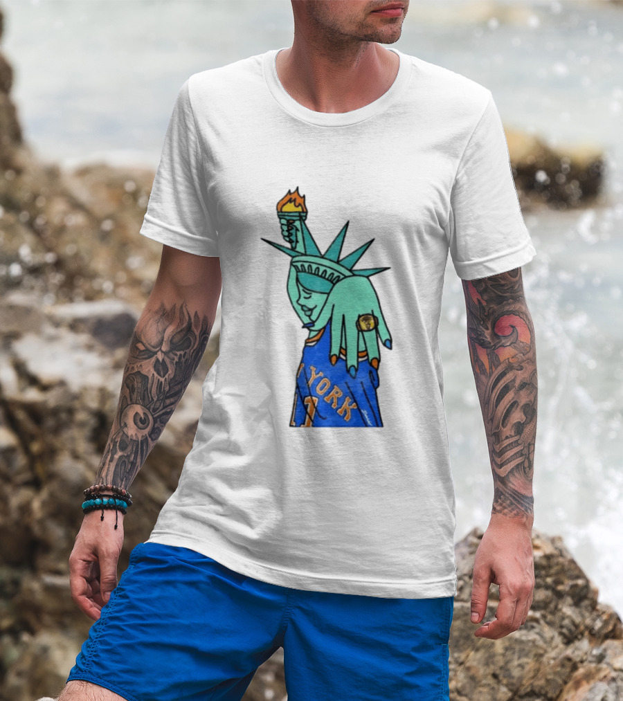 Jalen Brunson New York Knicks Liberty Statue Basketball Fan T-Shirt
