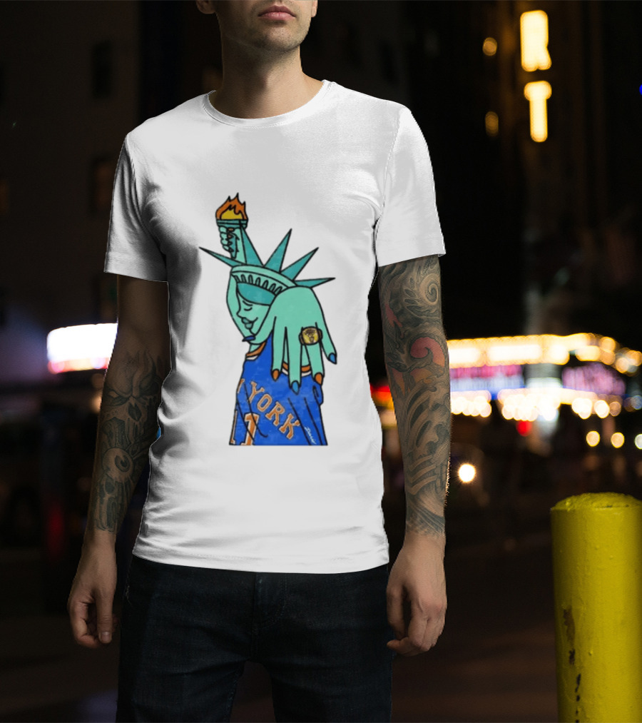 Jalen Brunson New York Knicks Liberty Statue Basketball Fan T-Shirt