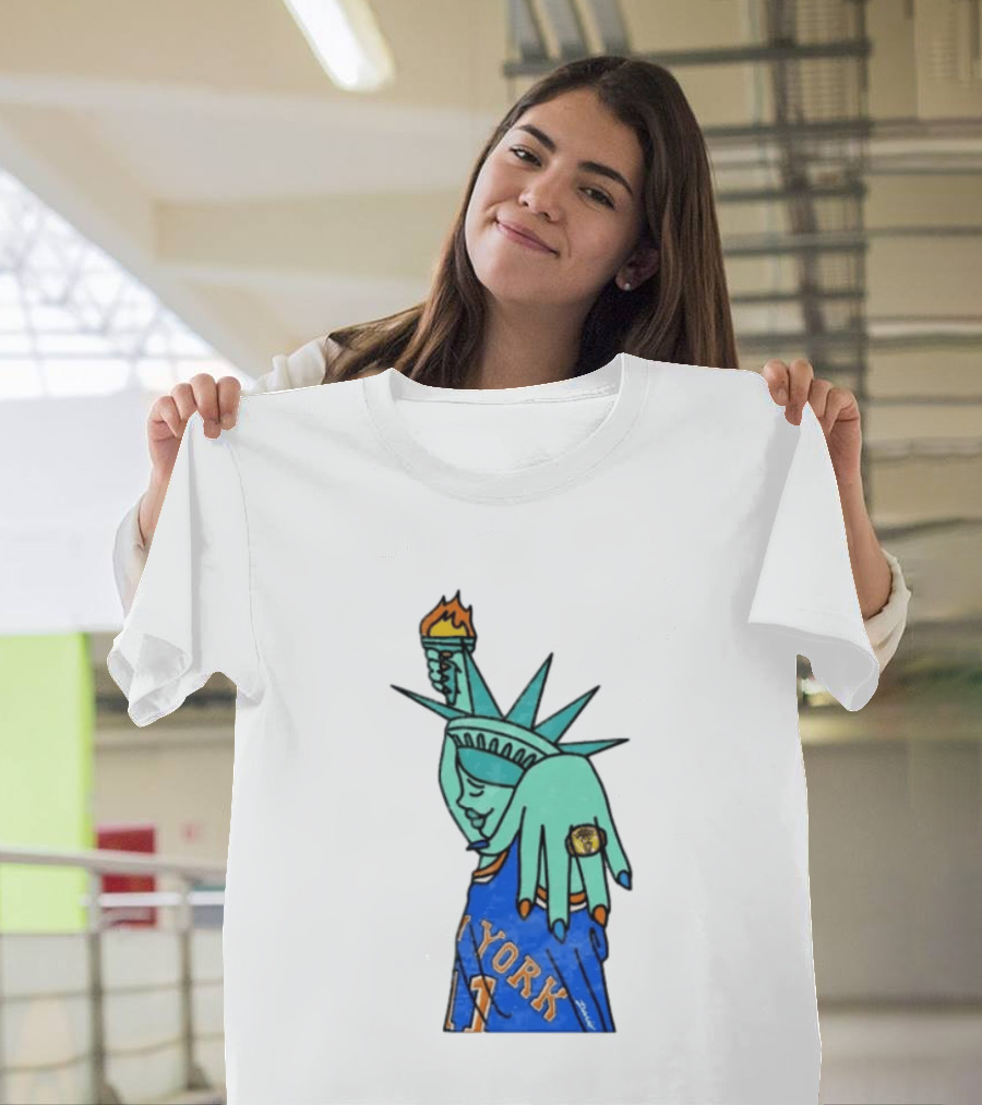 Jalen Brunson New York Knicks Liberty Statue Basketball Fan T-Shirt