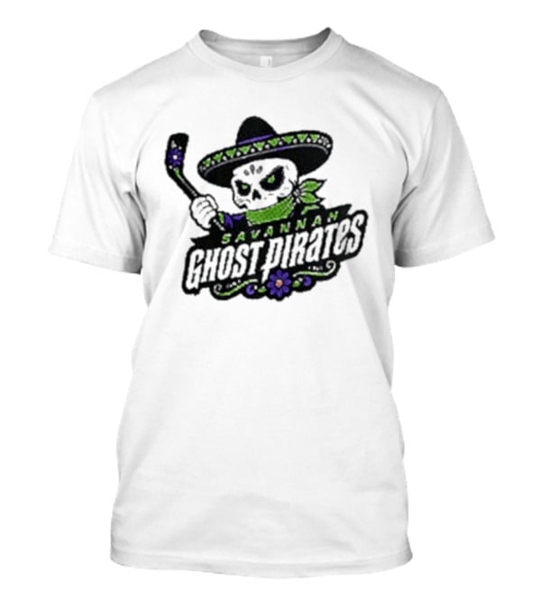 Savannah Ghost Pirates Day Of The Dead Skull Hockey Sombrero T-Shirt