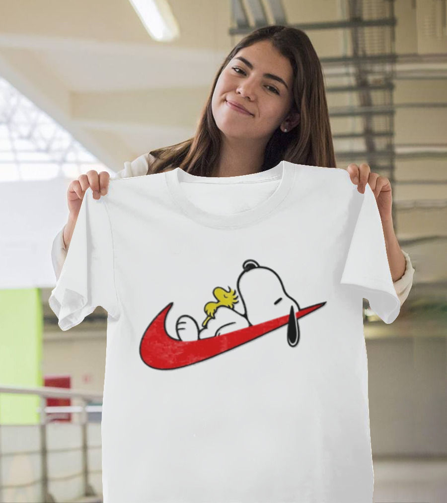 Snoopy Woodstock Resting Red Swoosh T-Shirt