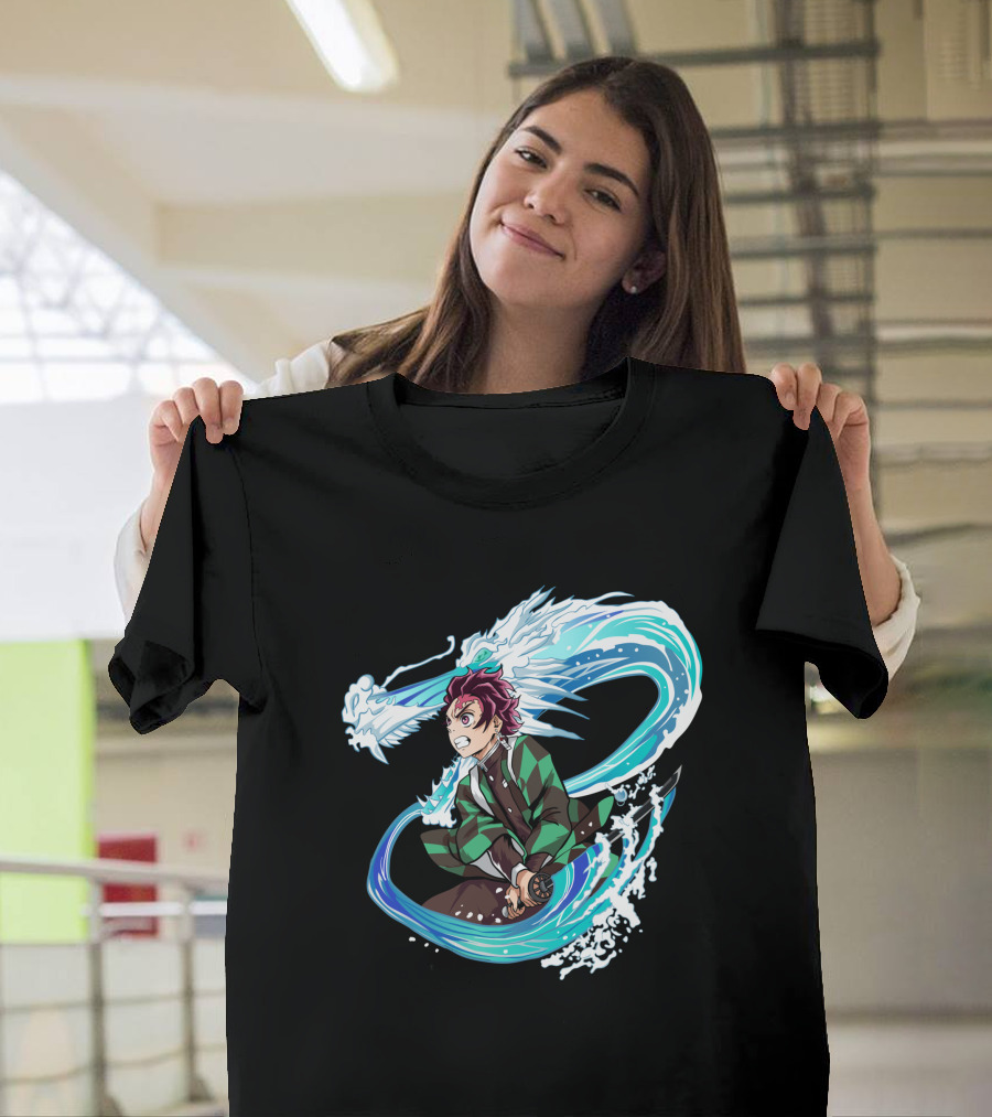 Demon Slayer Kimetsu no Yaiba Tanjiro Kamado Water Breathing Technique Dragon Wave T-Shirt