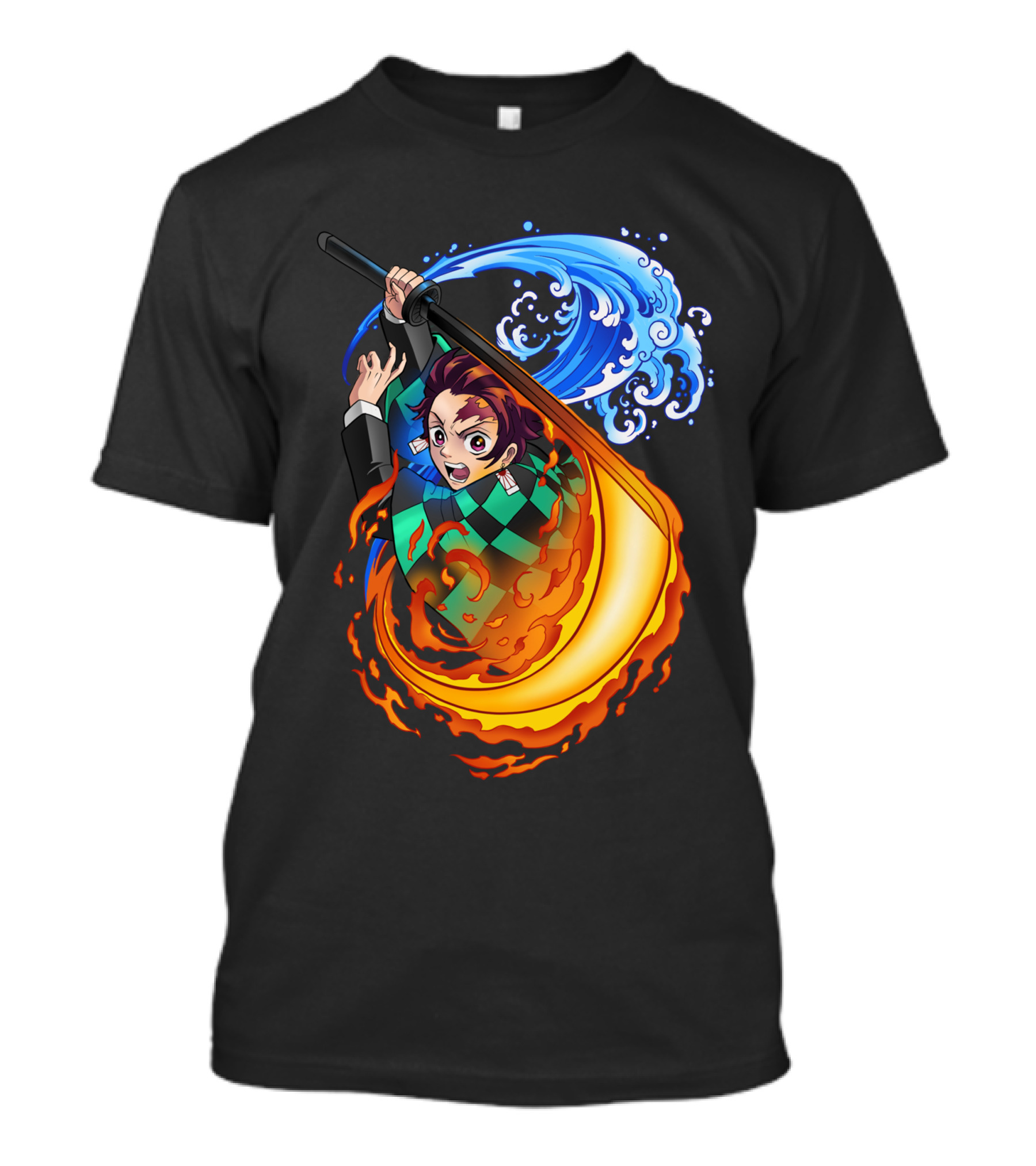 Demon Slayer Kimetsu No Yaiba Tanjiro Kamado Water And Fire Attack T-Shirt