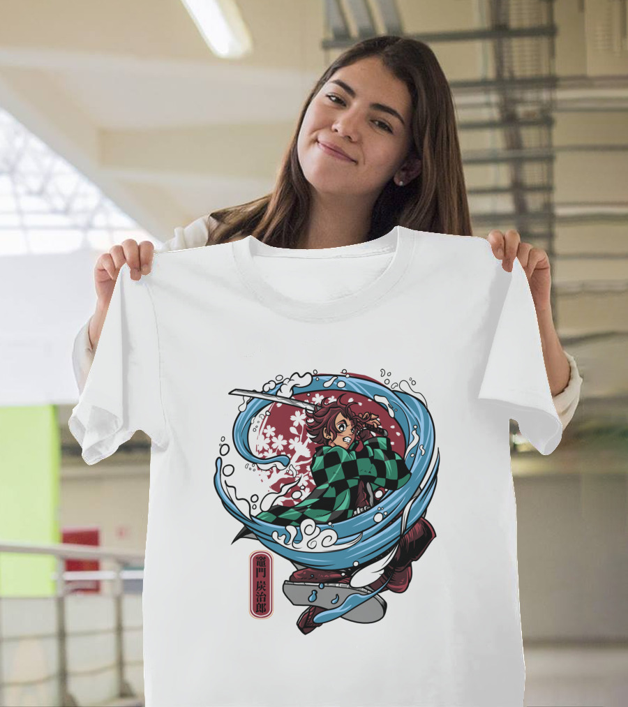 Demon Slayer Kimetsu No Yaiba Tanjiro Kamado Water Breathing Technique T-Shirt