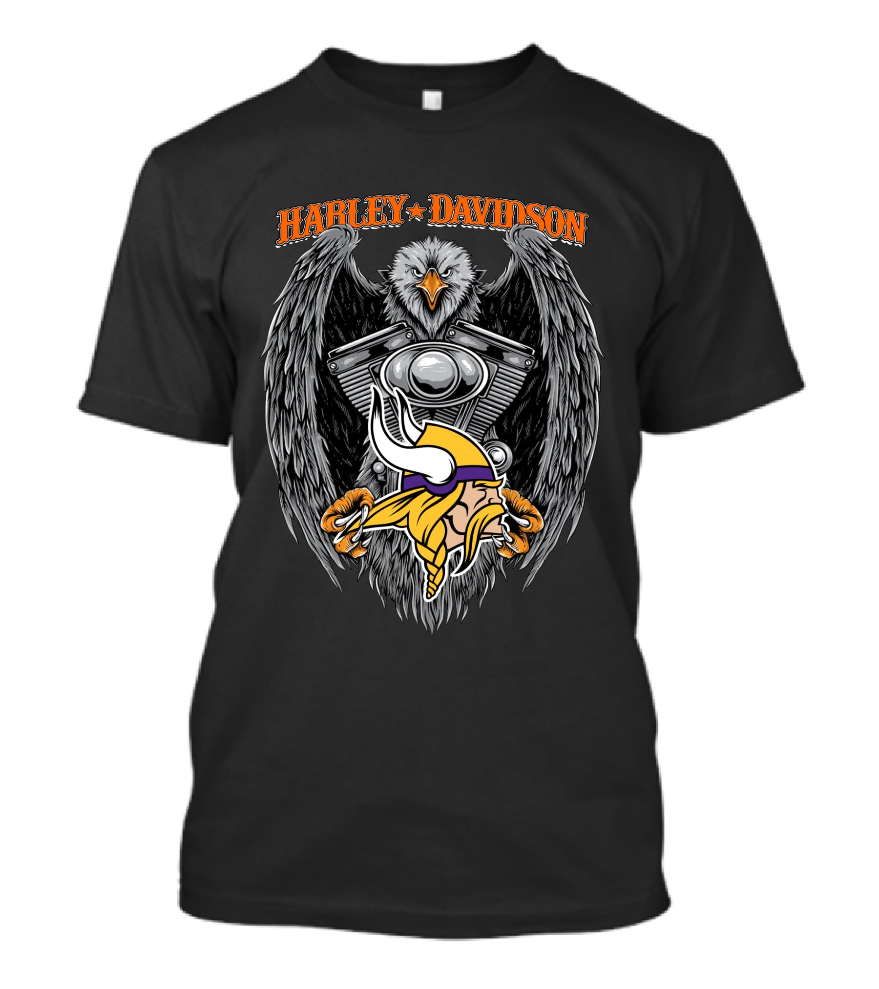 Harley Davidson Minnesota Vikings Eagle Motorblock T-Shirt