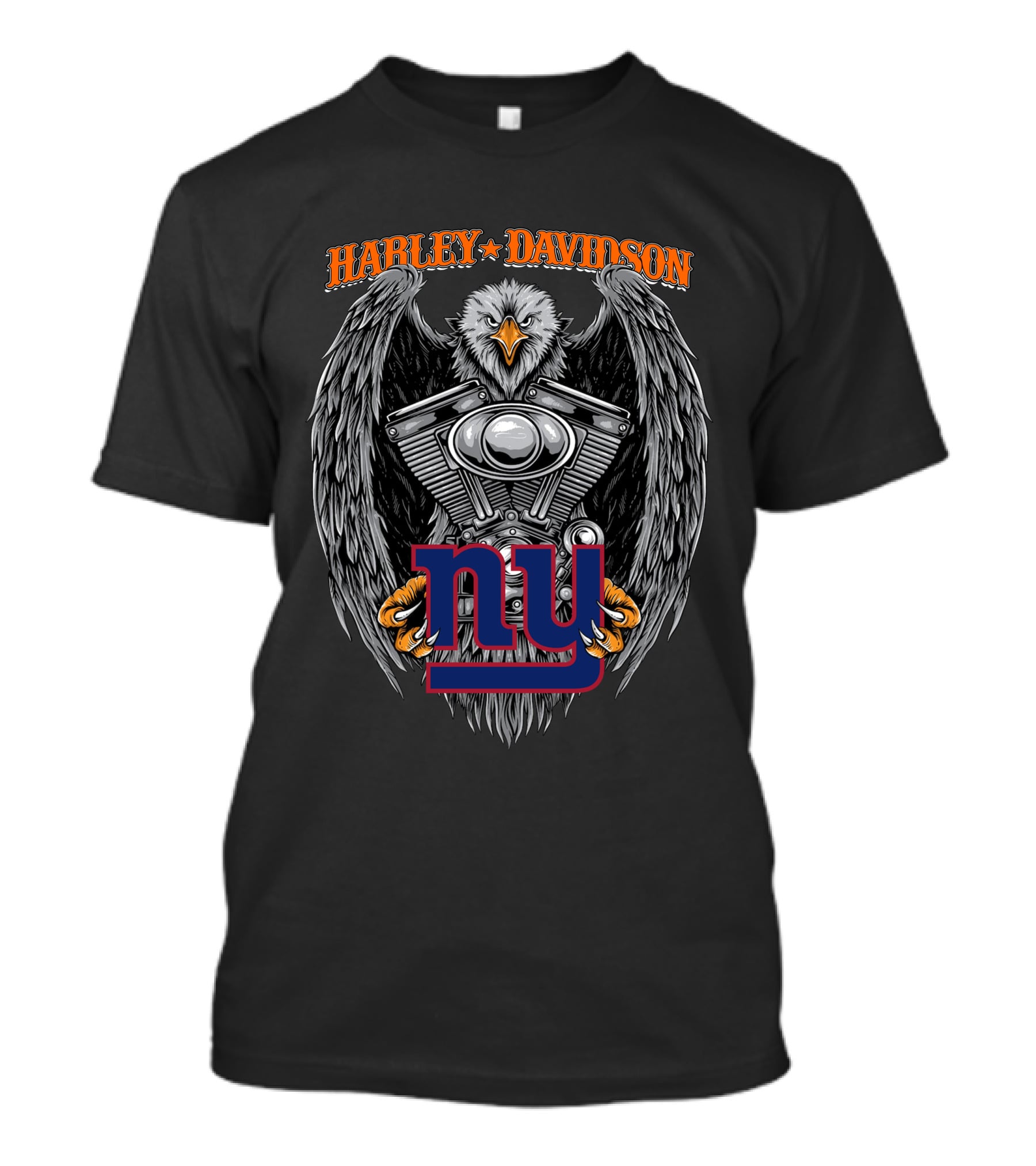 Harley Davidson Eagle Engine With New York Giants T-Shirt