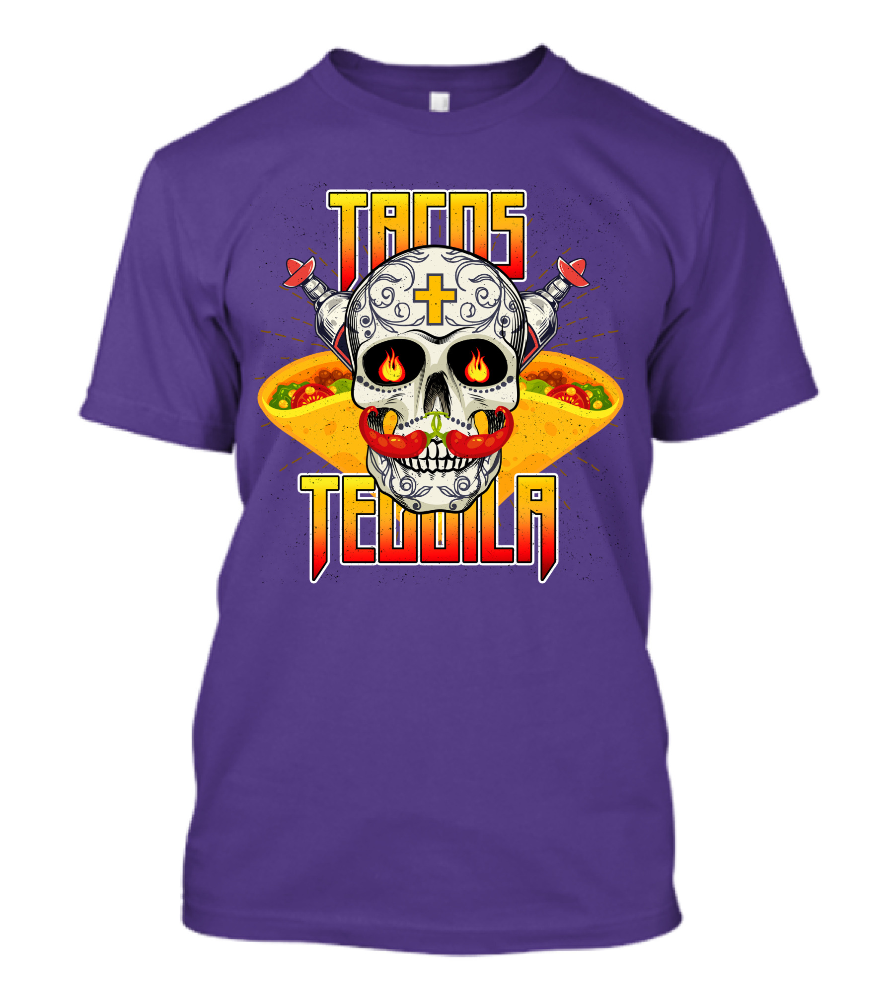 Tacos Tequila Skull Mexican Cuisine Party T-Shirt