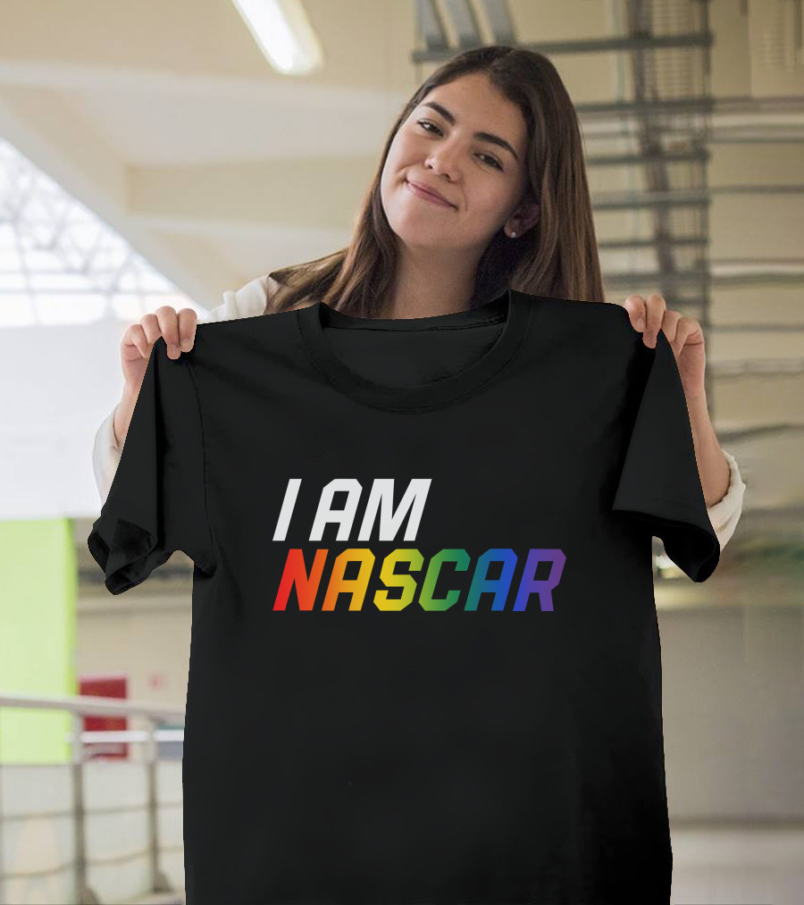 I Am Nascar Mr Rouse16 Rainbow Style Racing Pride T-Shirt