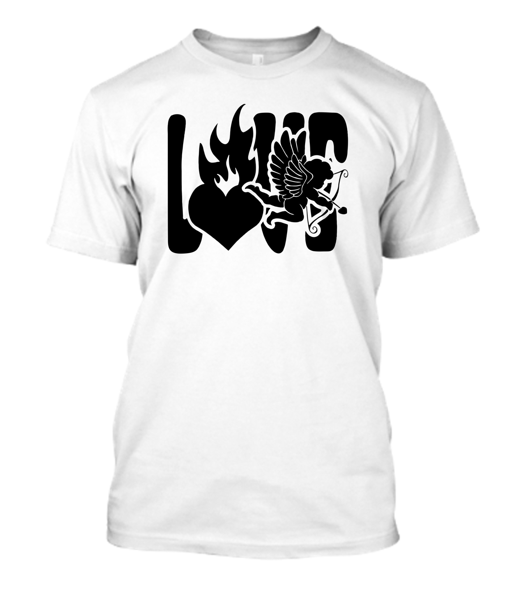 Benny Soliven Love Black Cupid Heart Flame T-Shirt