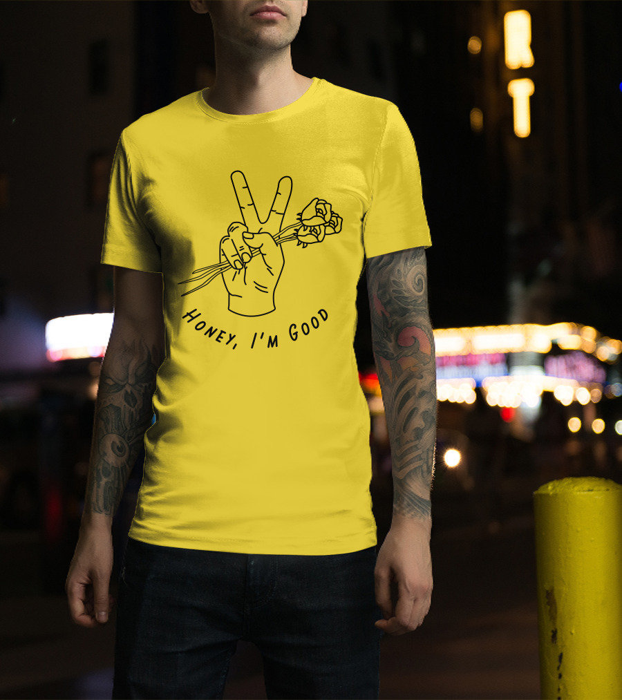 Andy Grammer Honey I'm Good Yellow Hand Peace Sign Roses T-Shirt