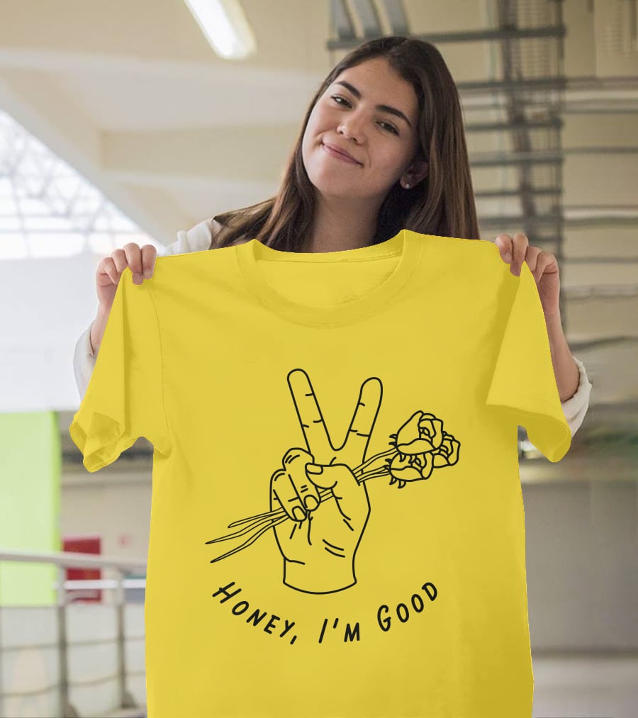Andy Grammer Honey I'm Good Yellow Hand Peace Sign Roses T-Shirt