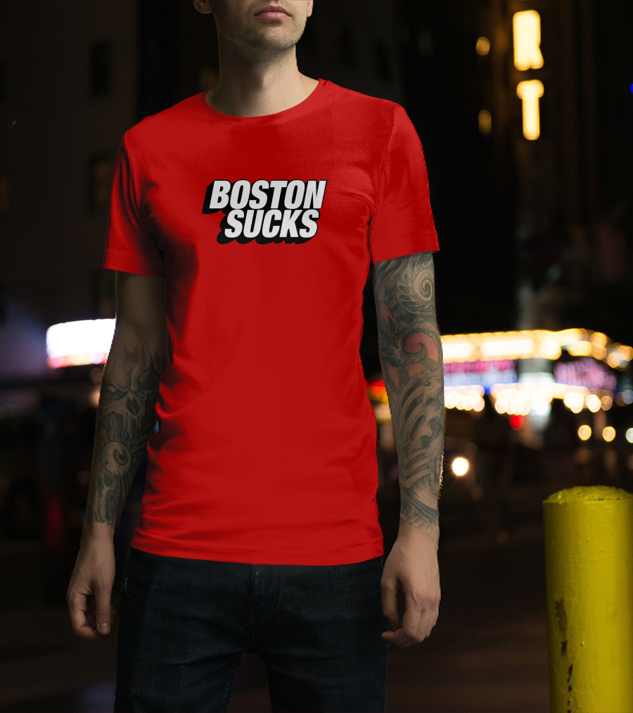 New York Post Sports Boston Sucks Red T-Shirt