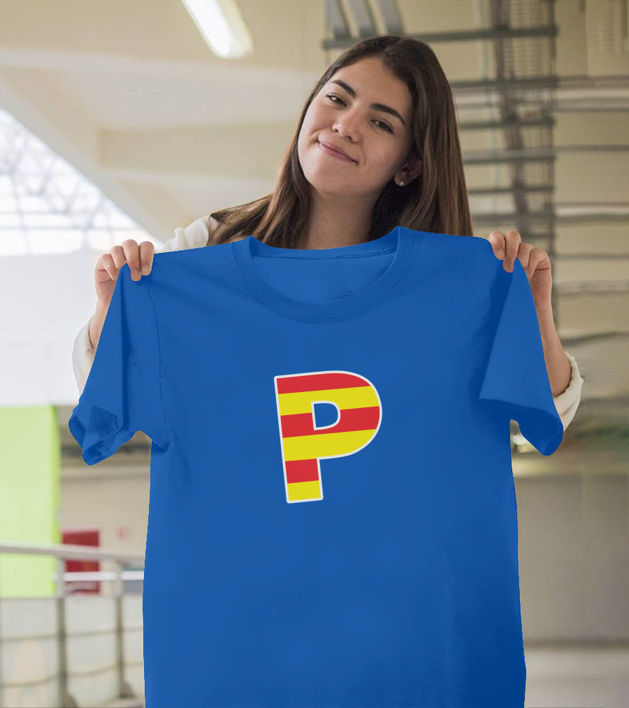 Pghlfilms P Yellow And Red Stripes Blue Background T-Shirt